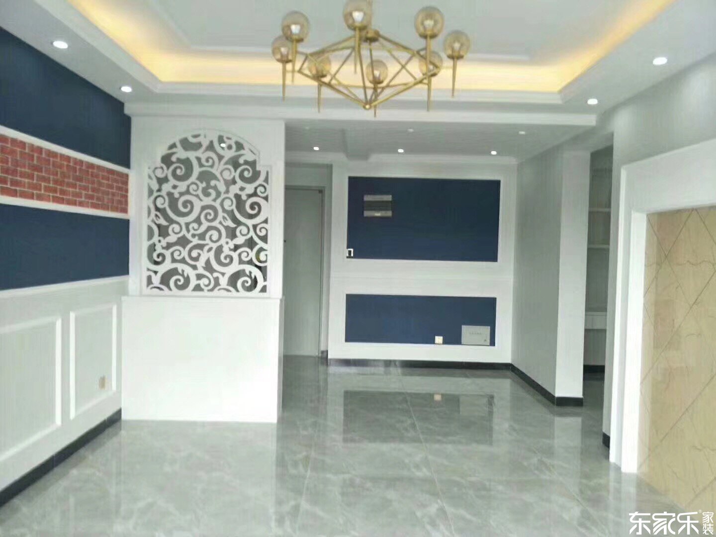 96平米北歐現代風格客廳雕花屏風裝飾